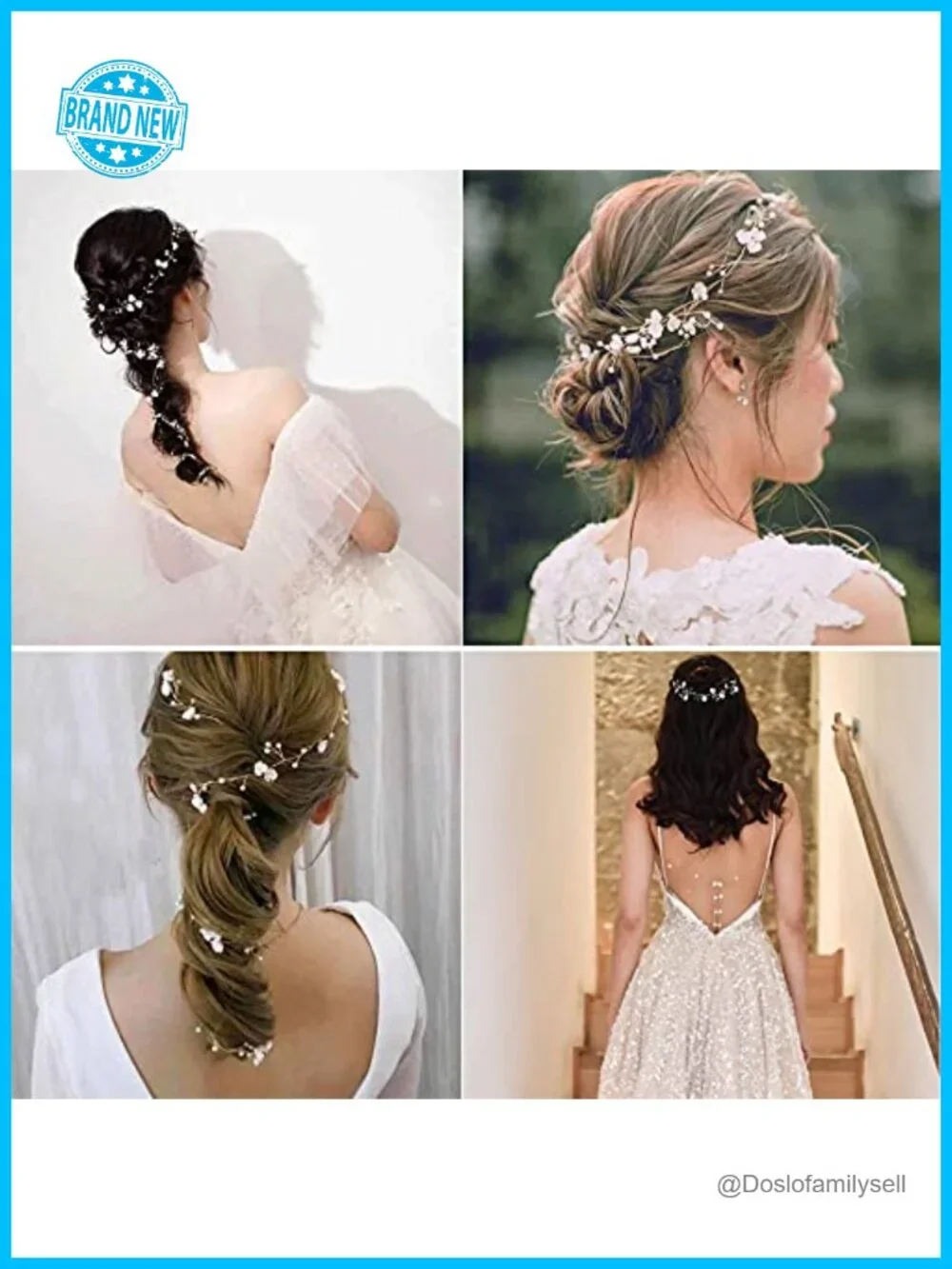 Extra Long Pearl and Crystal Beads Bride Hair Vine Head Piece for Wedding